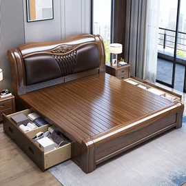 实木床;餐椅;书架