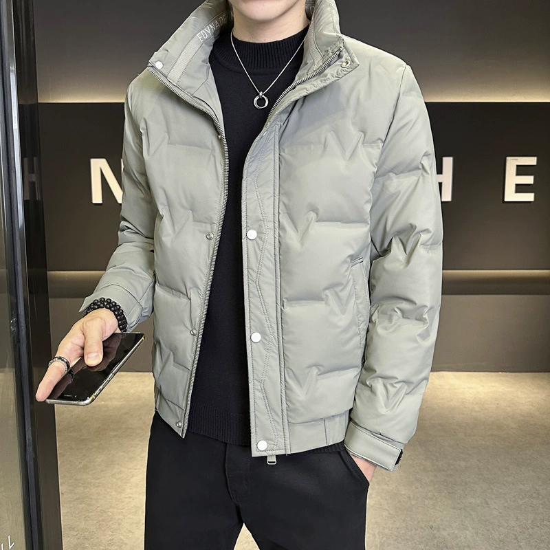 Тонкий пуховик мужской 2024 новый зимний тренд дикий тонкий мужской пиджак теплый воротник короткий зимний костюм