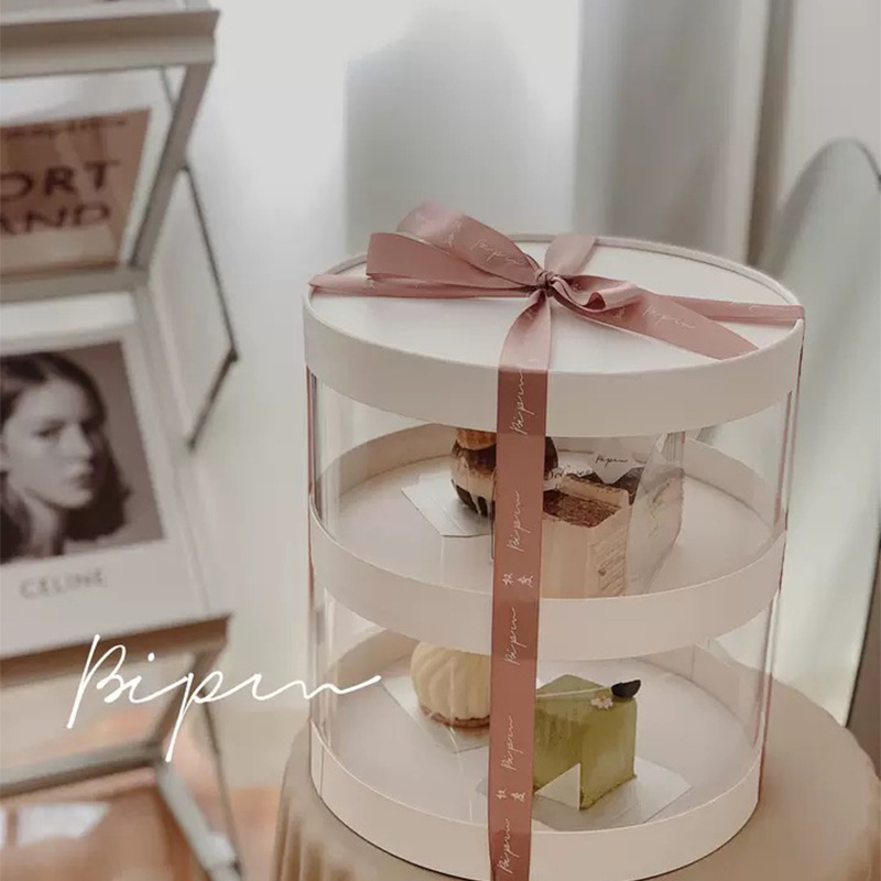 305 Round Double-Layer Transparent Birthday Cupcake Box Dessert Packaging Shipping Box