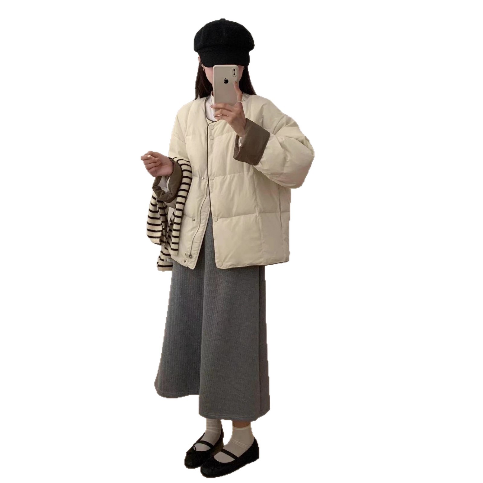 Capa de algodón de pluma de cuello redondo para mujeres corto suave viento reducción de edad 2025 nueva ropa de algodón coreana abrigo de invierno casual image 5