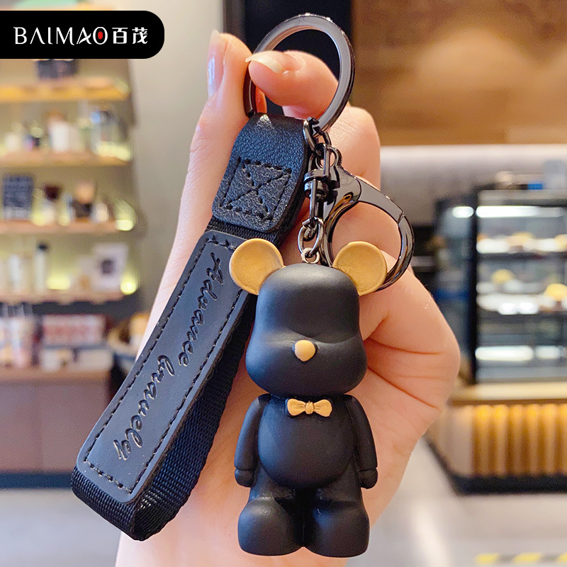 Trendy Nordic Bow Tie Bear Keychain Fema...