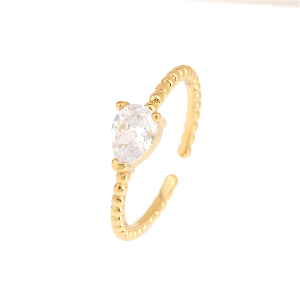 Fashion Water Droplets Eye Wings Copper Inlay Zircon Rings 1 Piece