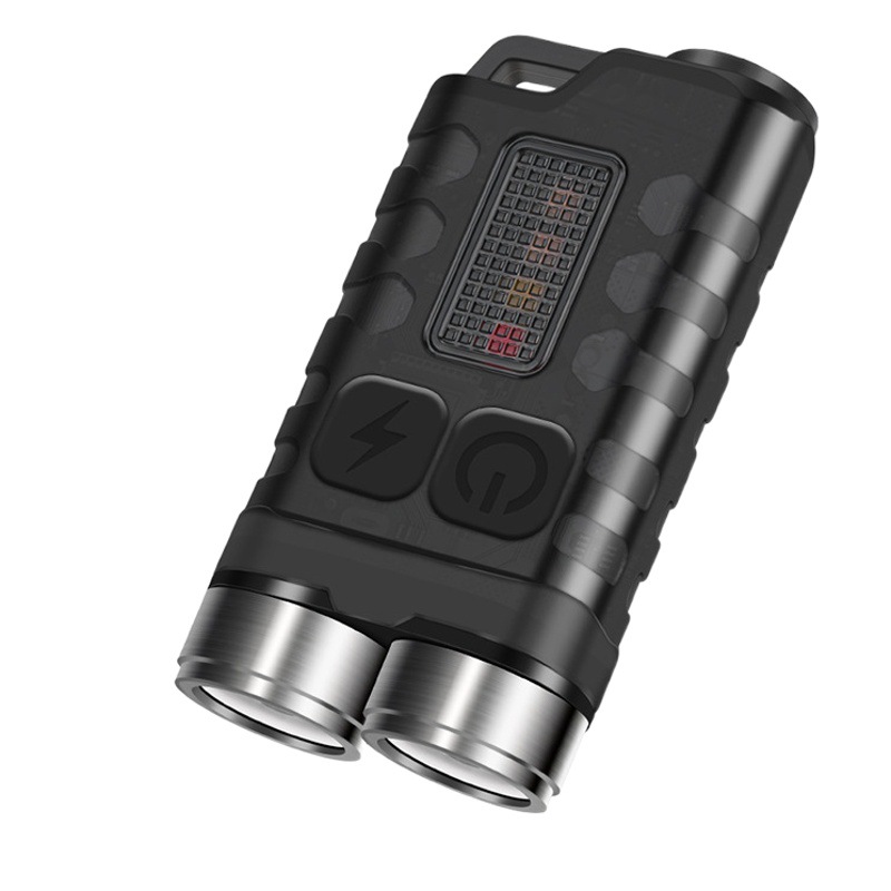 Boruit nuevo mini llavero linterna recargable USB-C multifuncional rojo y azul advertencia linterna magnética