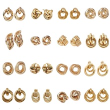 New Twist Stud Earrings Gold Color Metal Women Earrings Rota