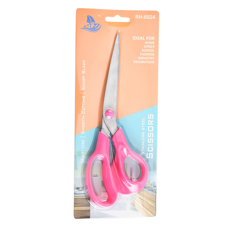 Tijeras de oficina de plástico al por mayor 12 tarjetas de papel de oficina de estudiantes de arte de acero inoxidable tijeras domésticas