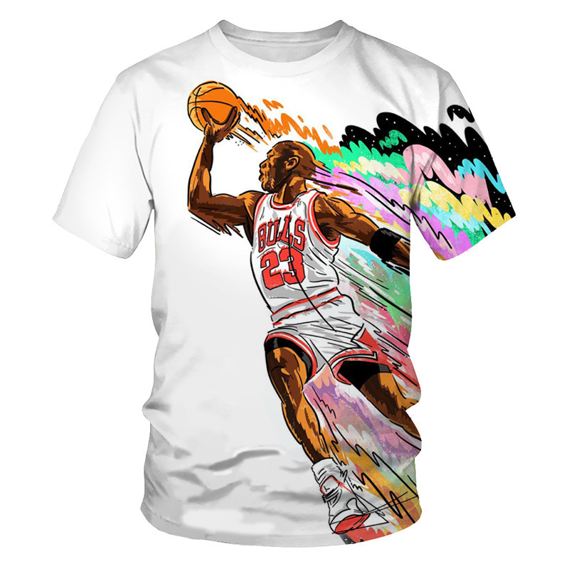 AliExpress explosion trend NBA star men's T-shirt 3D digital printing short sleeve bottoming shirt factory direct sales