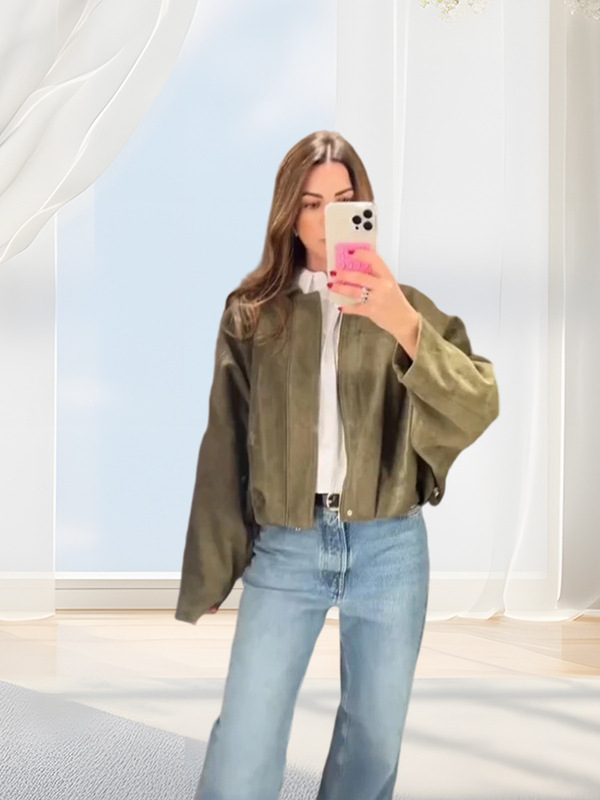 AliExpress アマゾン 2025 秋の新女性のファッションポケット装飾カジュアルジッパージャケット女性のコートインスタイル|undefined