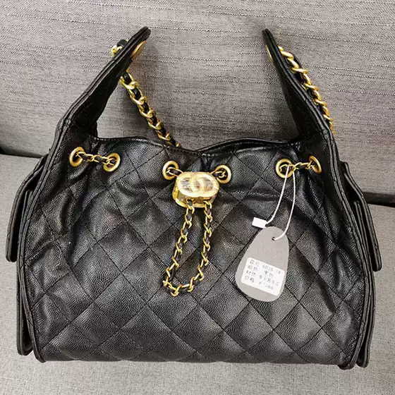 Chanel 25C Waxed Calfskin Hobo Bag 25C, 25S Caviar Leather Hippie Women's Bag, Genuine Leather Handbag