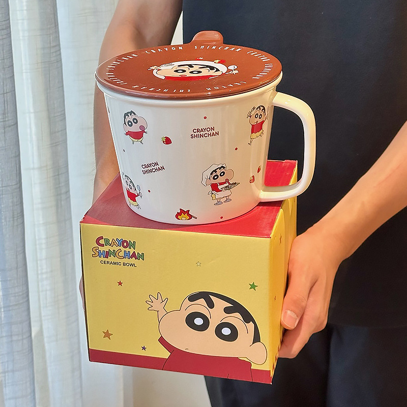 クレヨンしんちゃんセラミックインスタントラーメンボウルホーム新2025高価値カップル大スープヌードルボウル女性ギフトお土産|undefined