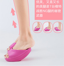 日本新款厚底半掌美腿时尚按摩摇摇鞋2023居家拖鞋女提臀拉筋塑形