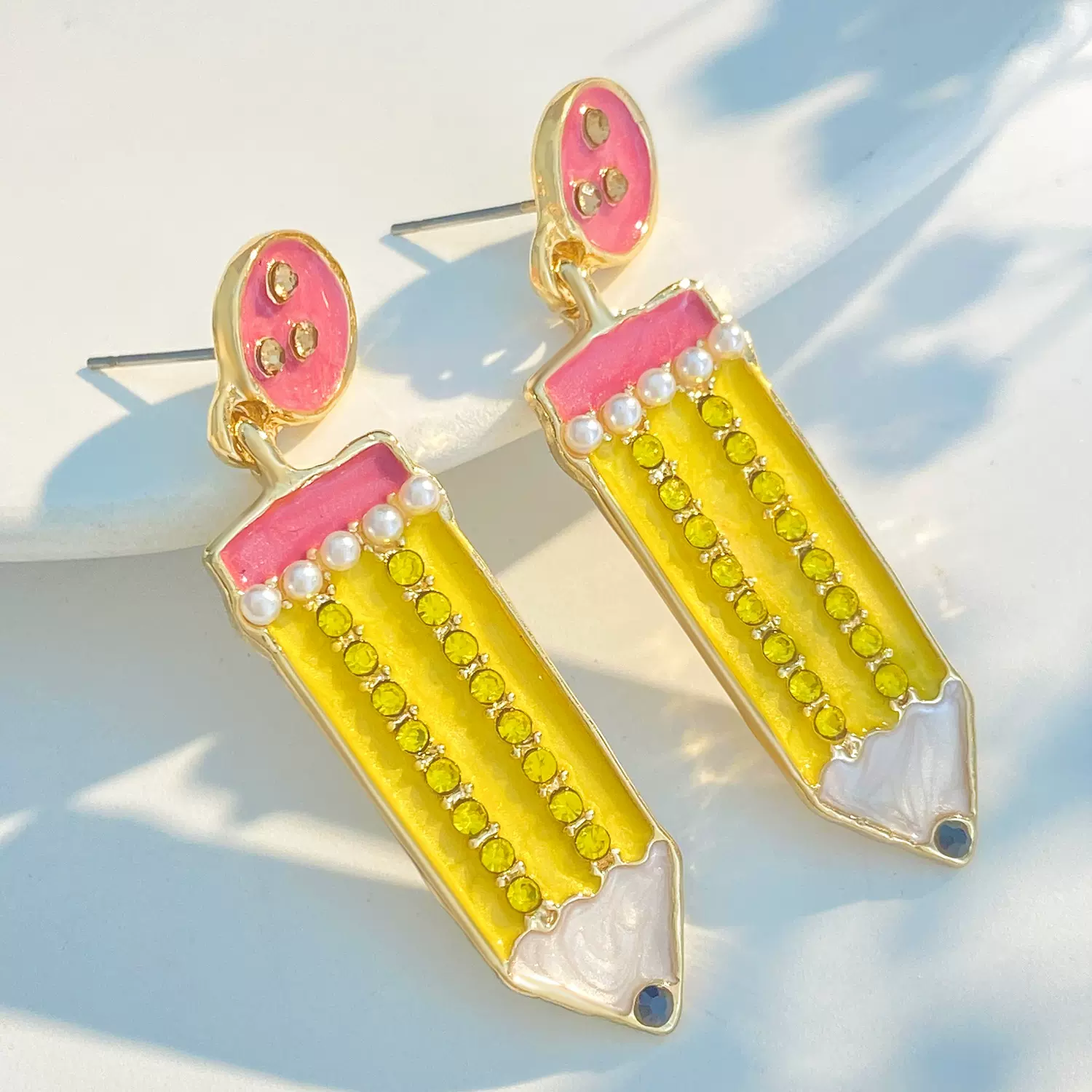 欧美简约撞色滴油铅笔耳环女ins创意小清新趣味耳钉新款耳饰批发