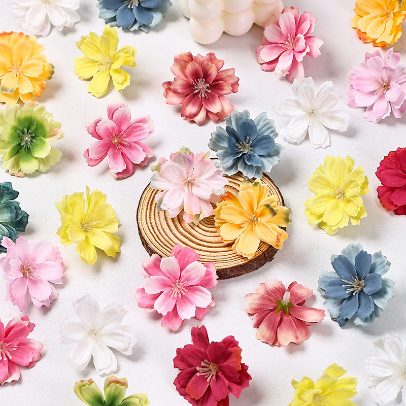 Daisy Artificial Flower DIY Materials Wedding Decoration Plum Blossom Head Home Decoration Photography Props Artificial Flower Head
