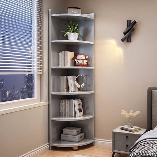 All solid wood corner cabinet children's bookshelf storage rack floor storage cabinet triangular corner cabinet home bookcase Nordic