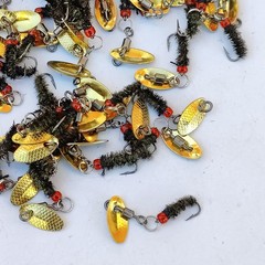 Spin Blade Nano Fly Hook with Rotating Gape Spinner, Composite 8-Loop Ring, Micro Jigging