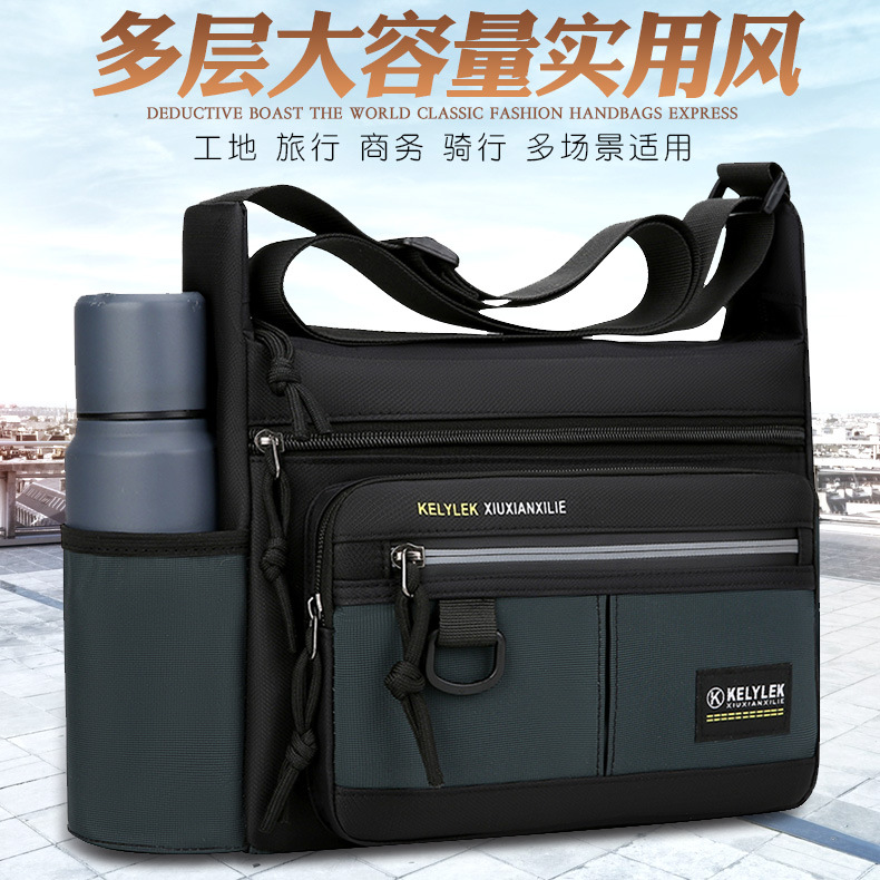 Foreign Trade New Crossbody Bag Men's Casual Men's Bag Father's Shoulder Bag Commuter Backpack Large Capacity Postman Men's Horizontal Style