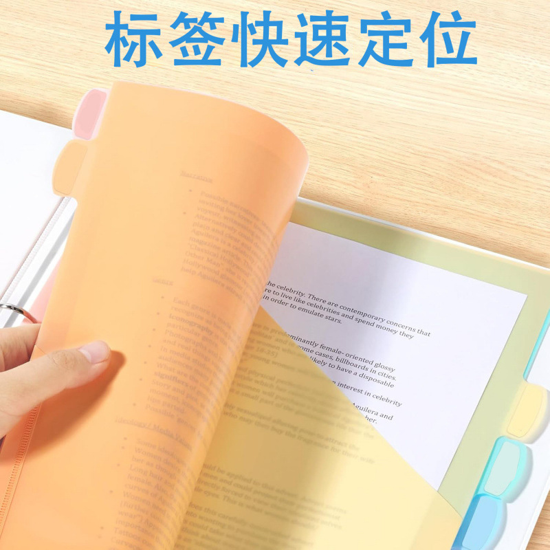 Transfronterizos para bolsas de archivos de estudiantes de color transparentes clasificadas 2 compartimentos de plástico 8 etiquetas directas de fábrica