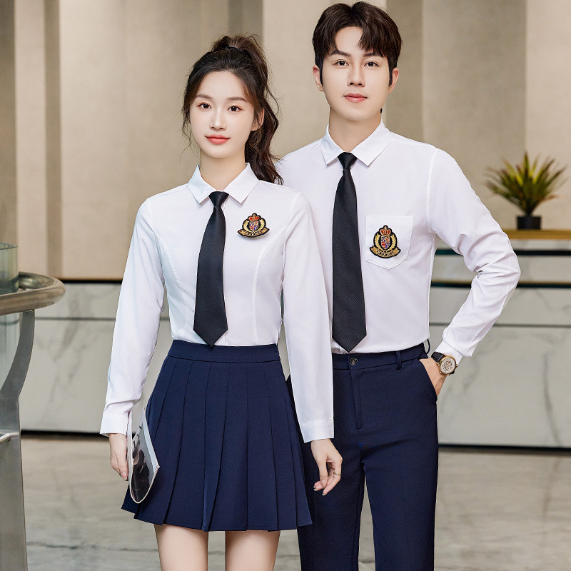 Unisex Professional Long-Sleeved Shirts, New Spring and Autumn Fashion Shirts, College Style Class Uniforms, Chorus Recitation Two-Piece Set