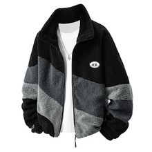 跨境羊羔绒外套男女同款秋冬季宽松保暖加绒加厚情侣立领男装夹克