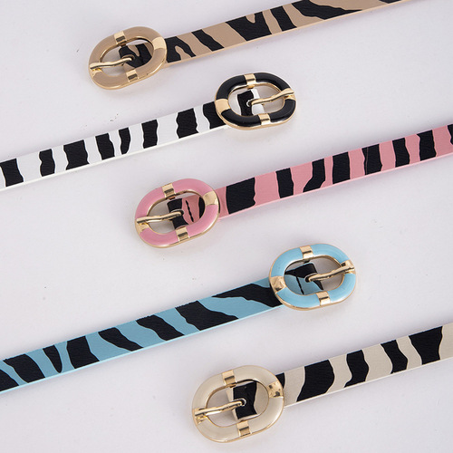 European and American Cross-border Elliptical Buckle Fashion Milky Pattern Versatile Women's Belt High-end Women's Waist Belt Factory