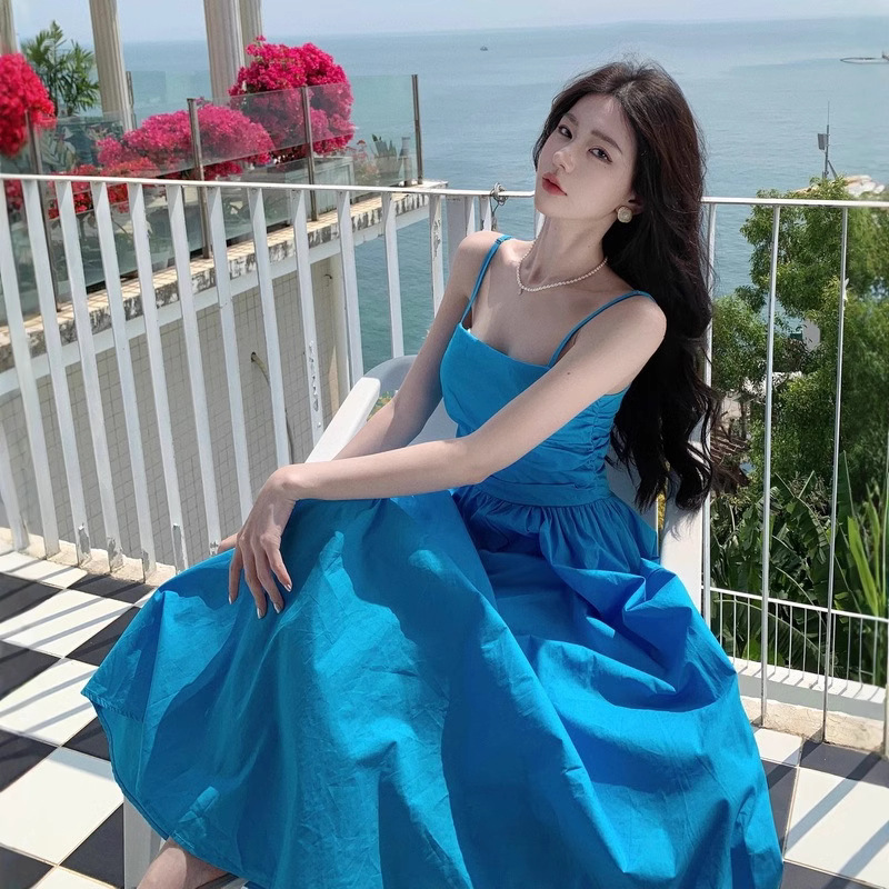 윈난 달리 여행복 원피스 여성 싼야 휴가 사진 해변 원피스 하이난 프렌치 슬링 롱 원피스 요정