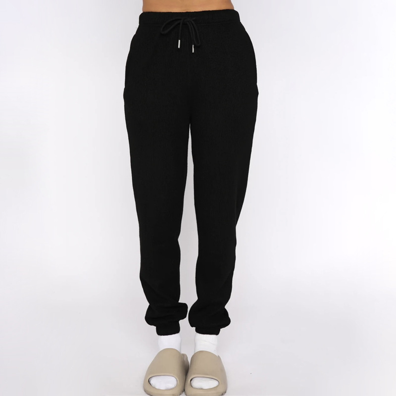 Spring Summer Solid Color Waffle round Neck Short Sleeve Women Clothing Casual Trousers Sets 44 Spring Summer Solid Color Waffle round Neck Short Sleeve Women Clothing Casual Trousers Sets