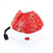 婴儿过周红色喜庆唐装帽宫廷阿哥帽绸缎多色贝勒帽喜剧新年中国红