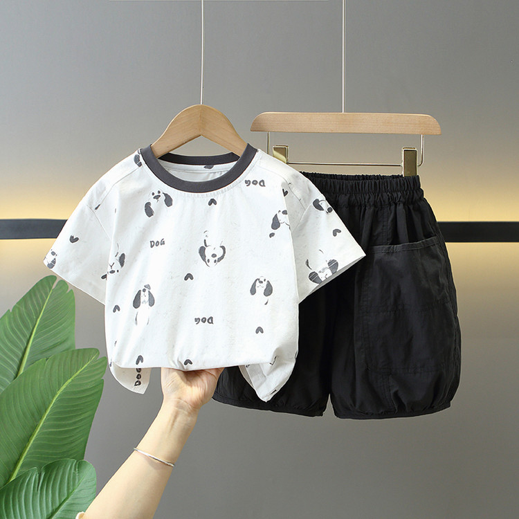 7860 traje de verano para niños 2025 nuevo estilo para niños de manga corta de dos piezas ropa de moda de verano para bebés