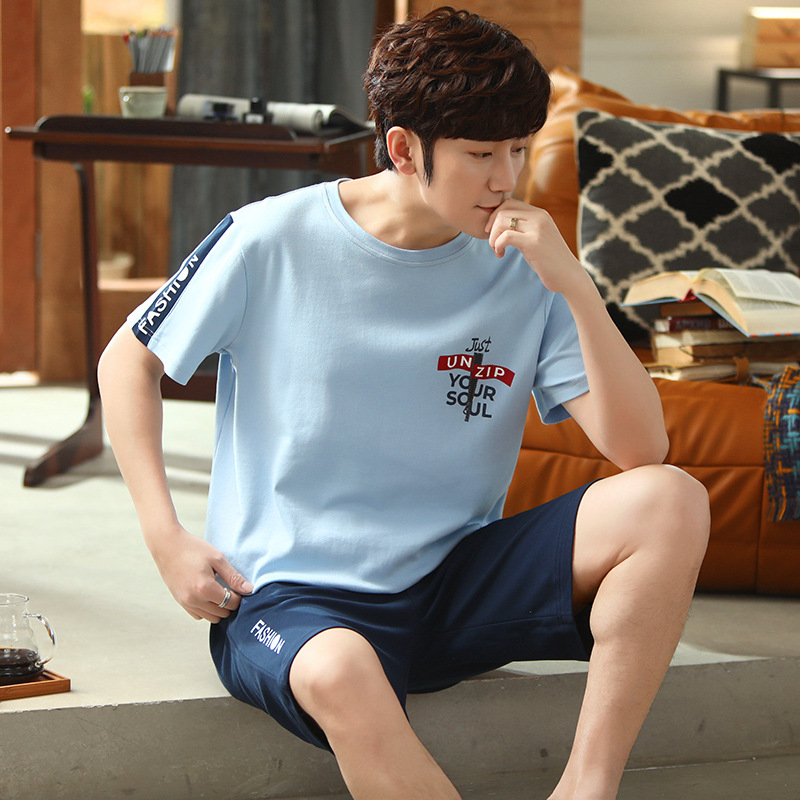 2022 verano nuevos hombres pijamas pantalones cortos de algodón de manga corta jersey de dos piezas ropa de abrigo casual de algodón ropa de casa