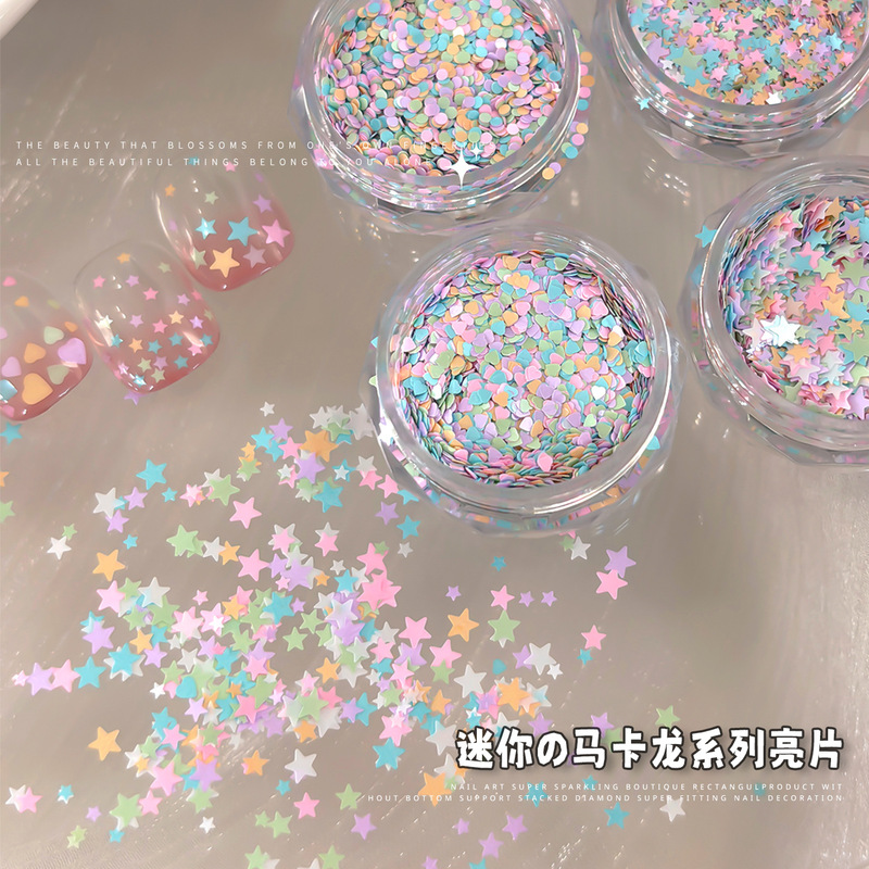 Mixed Nail Art Sequins Mini Round Colorful Macaron Five-Pointed Star Heart Polka Dot Ins Nail Stickers