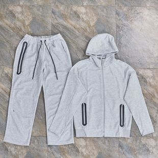 Sports suit Spring and Autumn Air Layer Cotton Knitted Hooded Zipper Shirt Sports Casual Trousers Drill suit Men