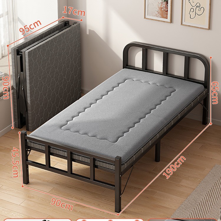 Cama plegable Cama simple para el hogar individual Cama supletoria Cama pequeña para el almuerzo de 1,2 m Cama de hierro dura para adultos