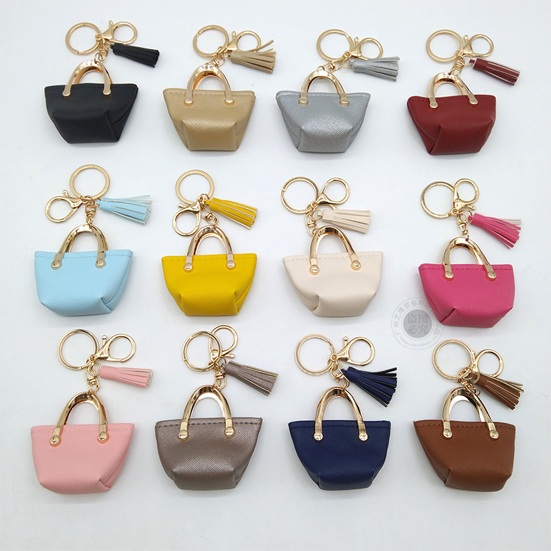 Llavero para mujer, bolso, colgante, joyería, mini monedero de almacenamiento de cuero lindo europeo y americano