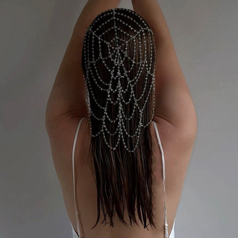 Hot-Selling Foreign Trade Multi-Layer Tassel Hair Chain for Women, European and American Style, High-End Beaded Headpiece for Wedding Dresses and Photo Shoots