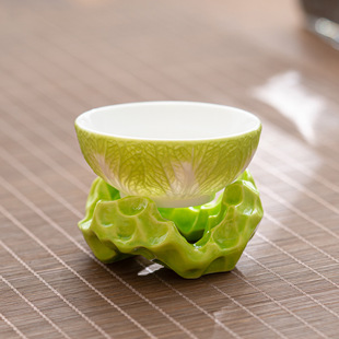 Chinese creative cabbage tea filter household all-ceramic tea strainer kung fu tea set tea separation tea compartment