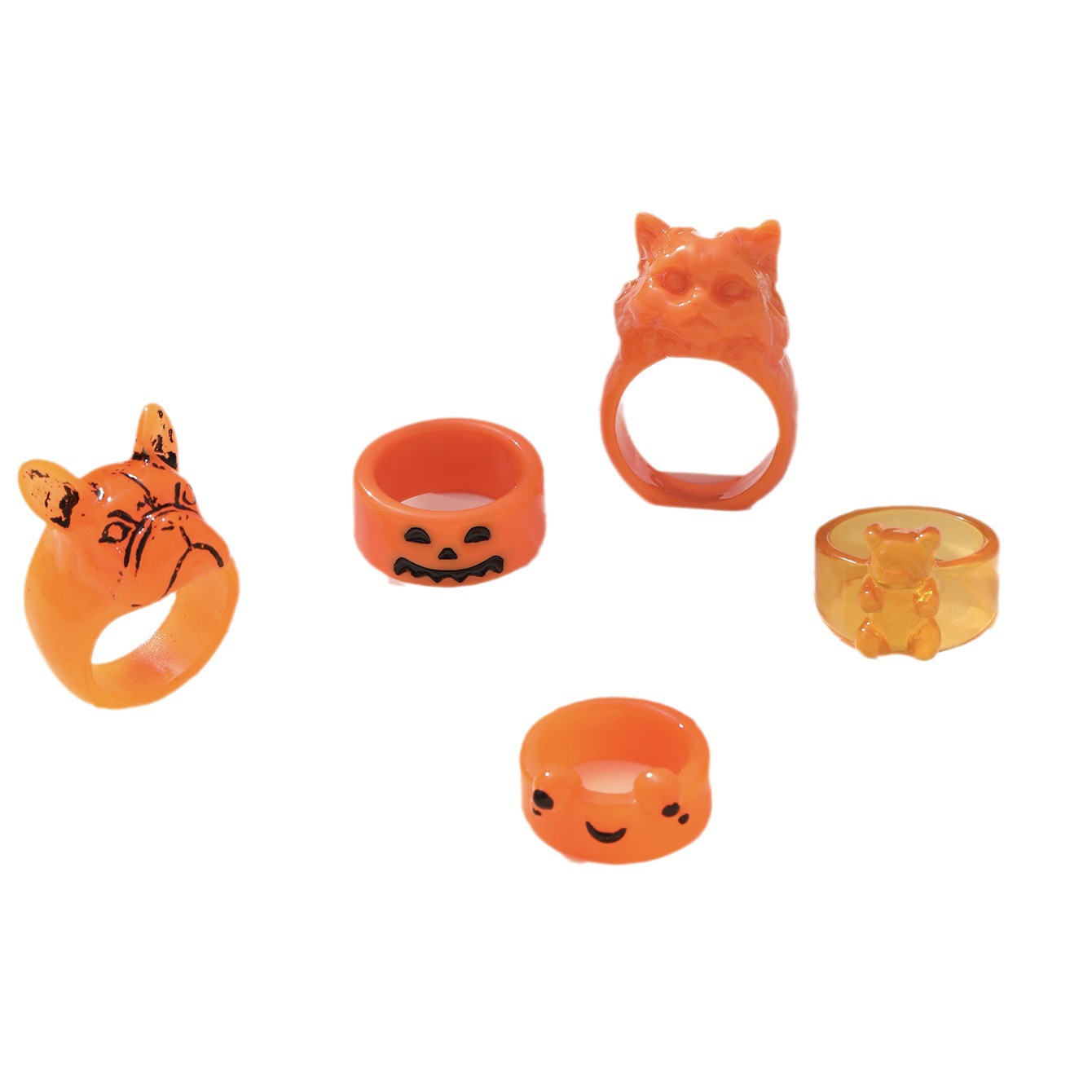 Verano transfronterizo Amazon Diversión infantil tridimensional monstruo Rana anillo de resina divertido hip hop anillo conjunto traje al por mayor