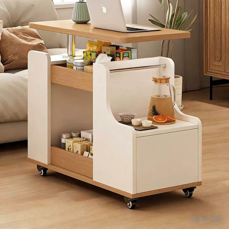 Sofa Side Table, Movable Small Table, Living Room Home Coffee Table, Multi-Functional Trolley, Liftable Sofa Side Storage