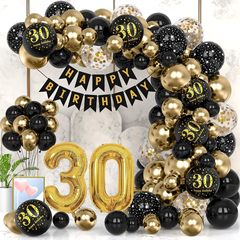 30歳黒金誕生日装飾バルーンチェーン風船アーチセット印刷ラテックス風船40インチデジタルアルミフィルム