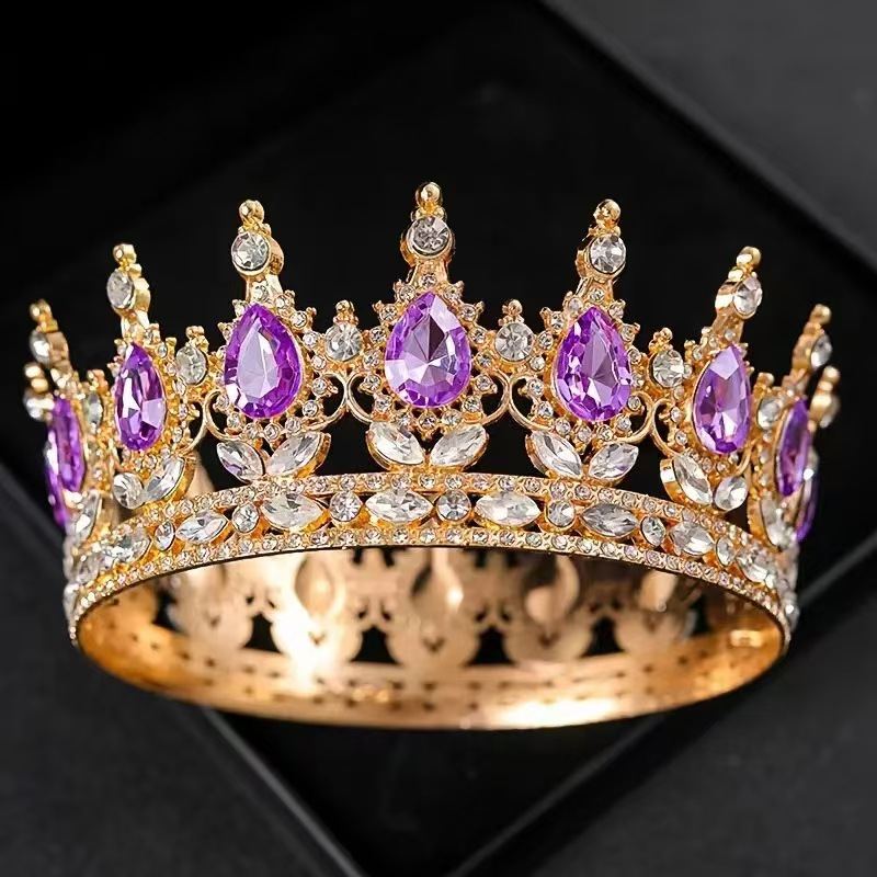 Europa y Estados Unidos transfronterizos gran corona de boda tocado de cabeza redondo colorido decoración de pastel de cumpleaños decoración reina atmósfera