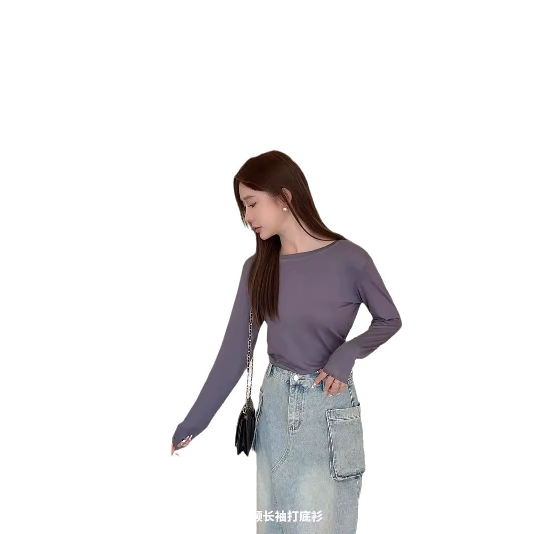(Cross-border trading), solid fitted autumn base body-friendly long-sleeve