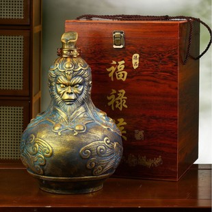 Black Wukong Great Sage Fulu Monkey Wine Bottle Jingdezhen Ceramic Empty Wine Pot Wine Jar Antique Bronze Ornament Home Furnishing
