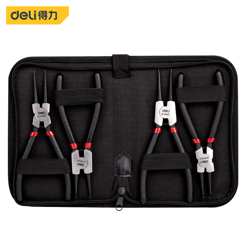 Deli得力专业级日式卡簧钳四件套7寸卡簧钳套装DL104407