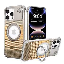 适用苹果16真丝铝合金手机壳香薰磁吸支架手机壳超强散热跨境新款