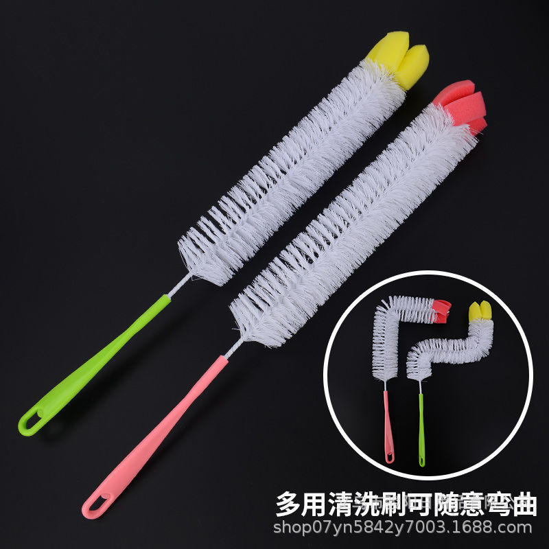 Barra de acero de fábrica barril cepillo de lavado dispensador de agua mineral barril cepillo de plástico esférico de agua pura limpieza largo mango cepillo cabeza