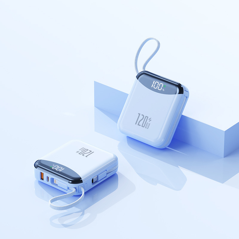 跨境120W超级快充自带线20000毫安充电宝小巧便携移动电源印LOGO|undefined