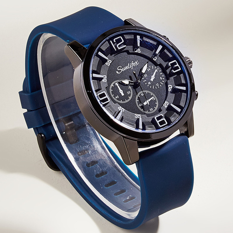 Tiktok popular moda de tres ojos reloj de hombre transfronterizo casual tridimensional digital de cuarzo reloj de silicona reloj de hombre