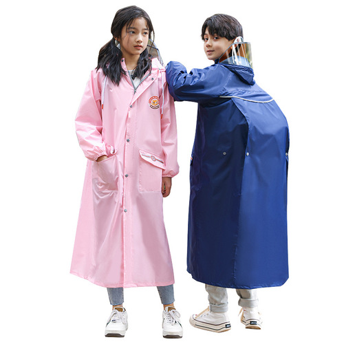 Mumeng student raincoat for children going to school special for boys and girls with school bags, older children's rainproof clothing, long junior high school poncho