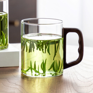 Solid Wood Tea Cup, High Temperature Resistant Office Drinking Cup, Personal Anti-Scalding Green Tea Cup, High Borosilicate Glass Cup