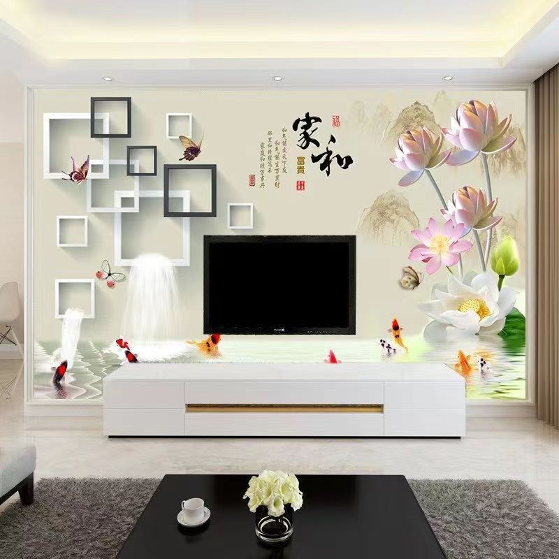 3d北欧电视背景墙布5d网红客厅卧室装饰墙画8d立体现代影视墙壁纸|undefined