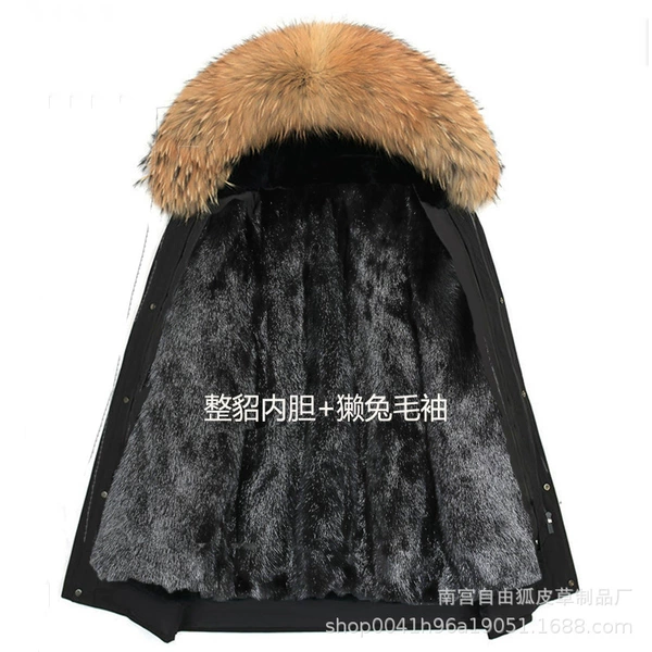 Black (whole mink inner linery+otter rabbit sleeve sleeves+tweezo hair collar)