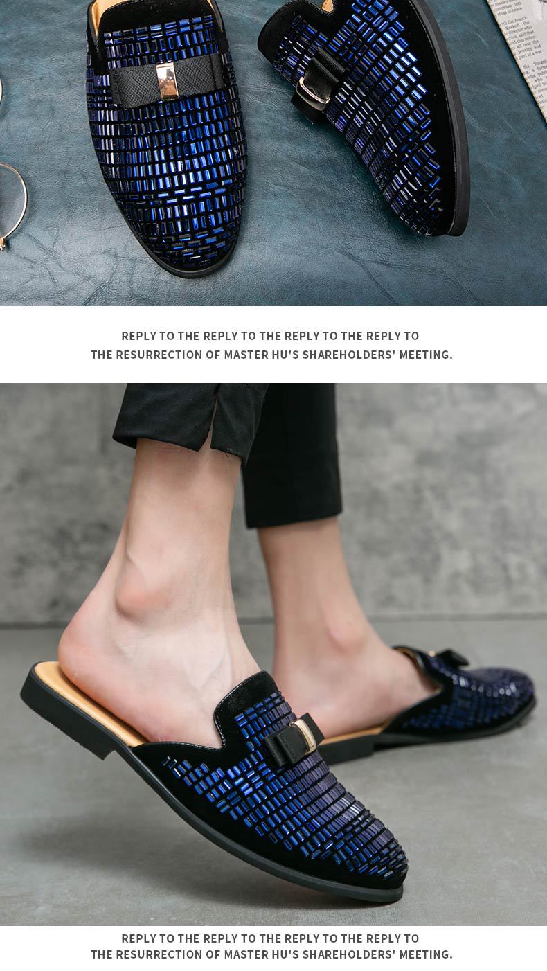 Grenzüberschreitende Sommer-Männer, große Mode, Strass-Baotou-Hausschuhe, britische Persönlichkeit, atmungsaktive Aufkleber, Diamant-Absatzlose Lederschuhe für Männer_voghion.com